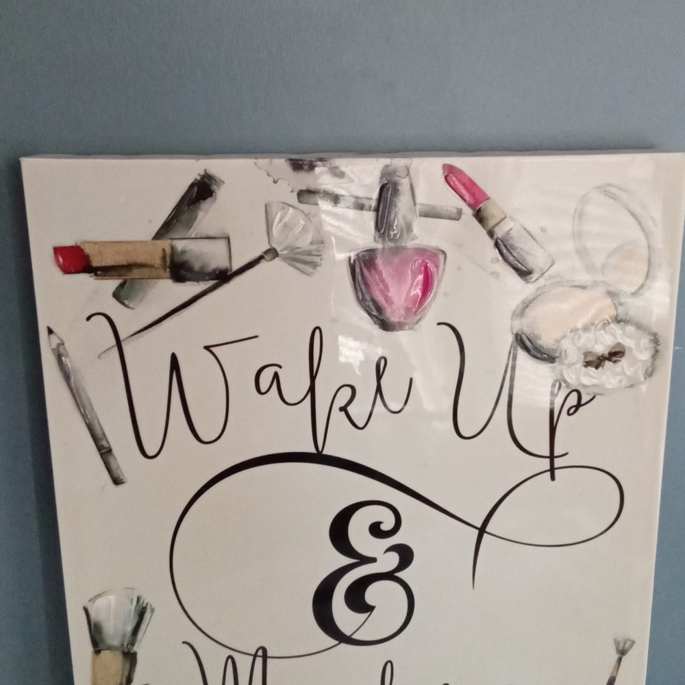 Wake Up & Makeup Canvas Wall Art Print Makeup Lover Gift Home Decor